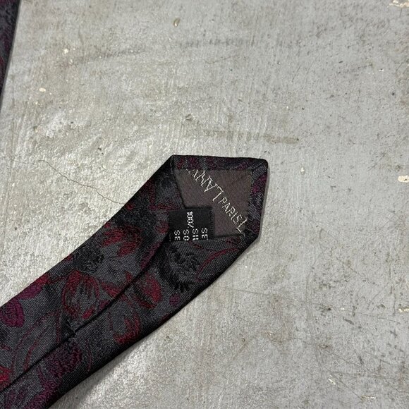 Lanvin Paris Tie 100% Silk Made in Italy Paisley Purple Woven 3.5" - Picture 5 of 6